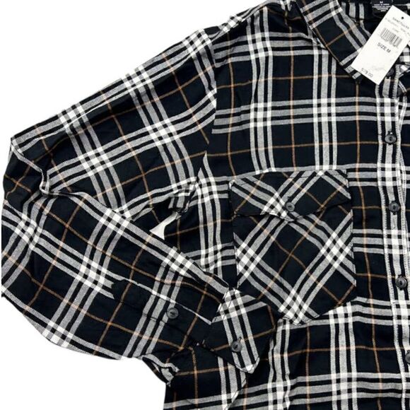 New Sanctuary Men Black Plaid Shirt Casual Classic Long Sleeve Button Down US M - Picture 10 of 13